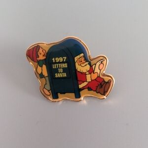 Vintage Hallmark Letters To Santa Pin Brooch 1997 Christmas Nostalgia